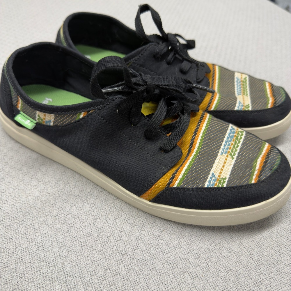 Sanuk Vagabond Lace Shoes Mens 11 Southwestern Striped Woven Low Sneaker Boho